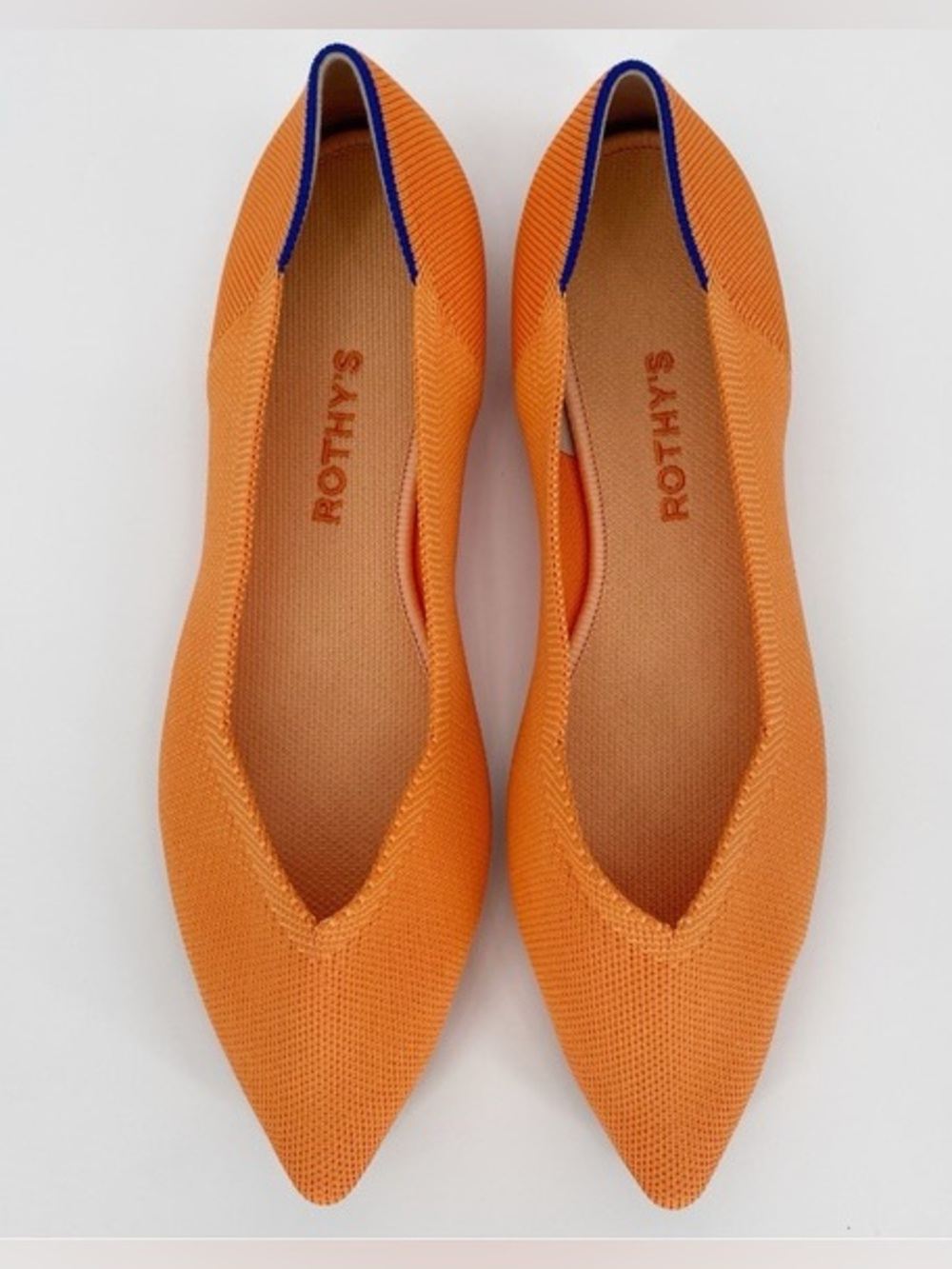 Rothy's Tangerine Pointed Flat Shoes Size 8